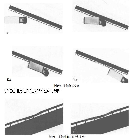 车辆碰撞后的护栏变形