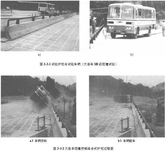 大客车碰撞桥梁组合式护栏过程图