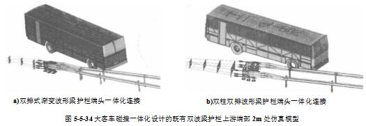 图5-5-34大客车碰撞一体化设计的既有双波梁护栏上游端部2m处仿真模型